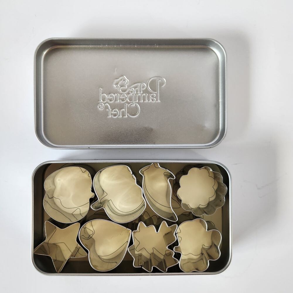 The Pampered Chef #1095 Mini Creative Cookie Cutters Set Stainless Tin Shapes